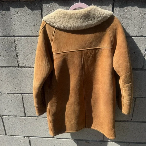 Vintage Taube Collection London Size Beige Brown Shearling Sheepskin Coat Medium - Picture 2 of 10